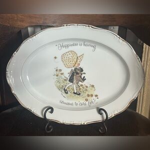 Decorative White and Brown Ceramic Platter